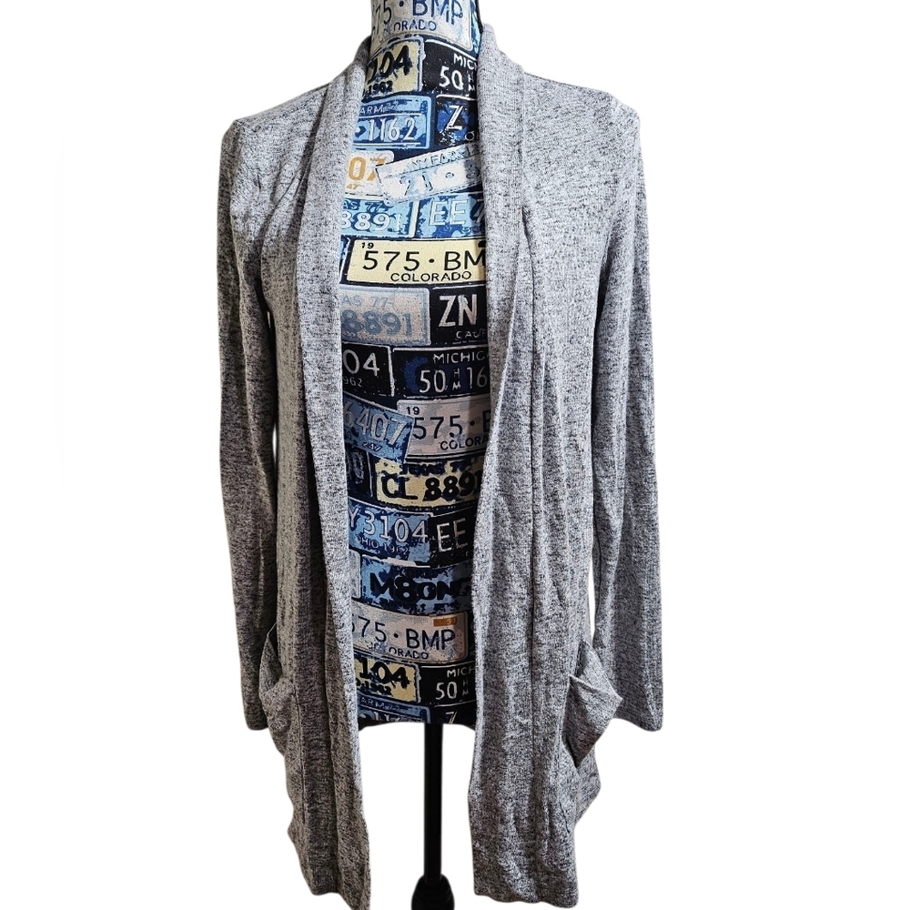 NWT Kim Rogers Open Front Lightweight Knit Cardigan Gray Sweater Petite Medium